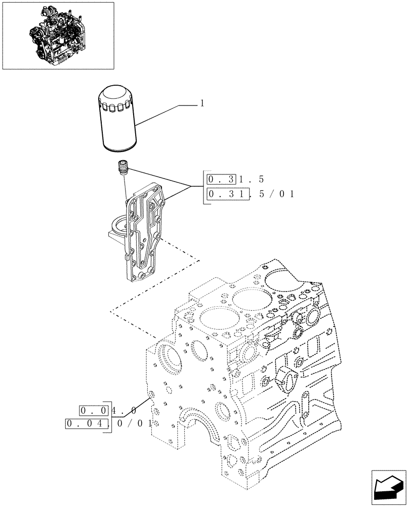 Схема запчастей Case IH MXU130 - (0.30.2) - OIL FILTER ENGINE (01) - ENGINE