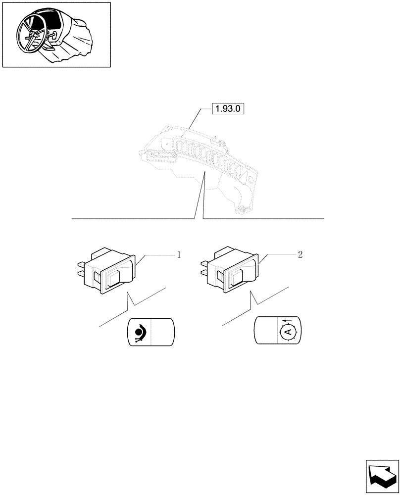 Схема запчастей Case IH MXU130 - (1.91.1[02]) - SWITCH AND RELATED PARTS (10) - OPERATORS PLATFORM/CAB