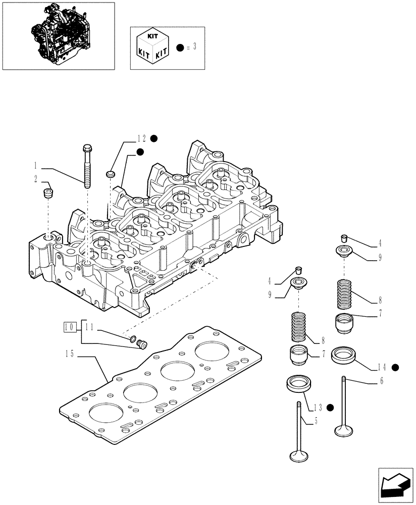 Схема запчастей Case IH JX1095C - (0.06.0) - CYLINDER HEAD (01) - ENGINE