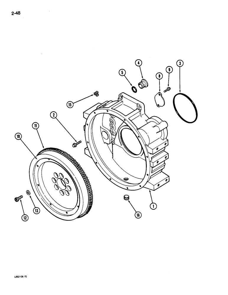 Схема запчастей Case IH 9130 - (2-48) - FLYWHEEL AND HOUSING, 6T-830 ENGINE, 6TA-830 ENGINE (02) - ENGINE