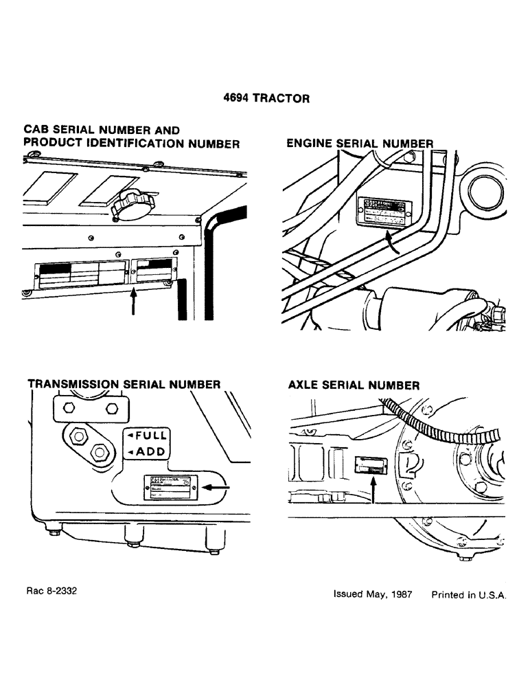 Схема запчастей Case IH 4694 - (1-004) - SERIAL NUMBERS (00) - PICTORIAL INDEX