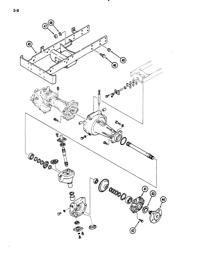 Схема запчастей Case IH 235 - (5-08) - FRONT AXLE HOUSING, FRONT AXLE SHAFT AND GEARS, MFD TRACTOR (CONTD) (05) - STEERING