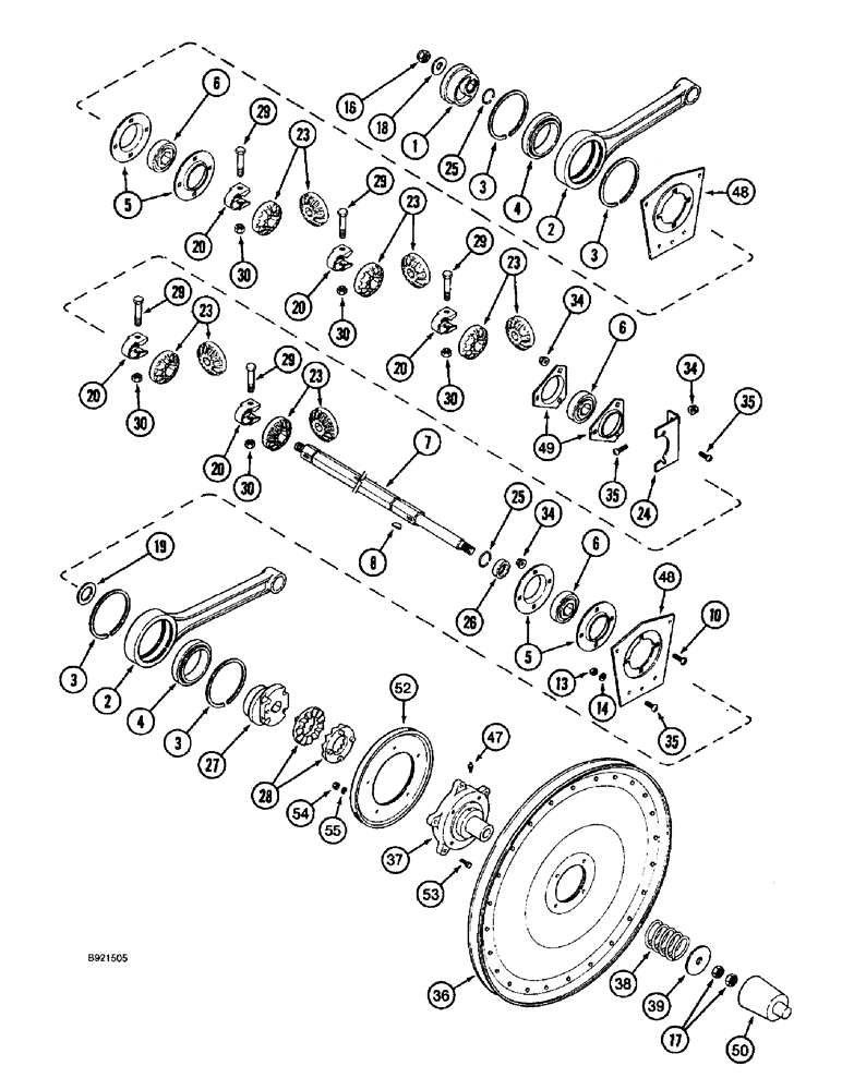 Схема запчастей Case IH 1688 - (9B-32) - SHAKER SHAFT AND AUGER DRIVE (14) - ROTOR, CONCANVES & SIEVE