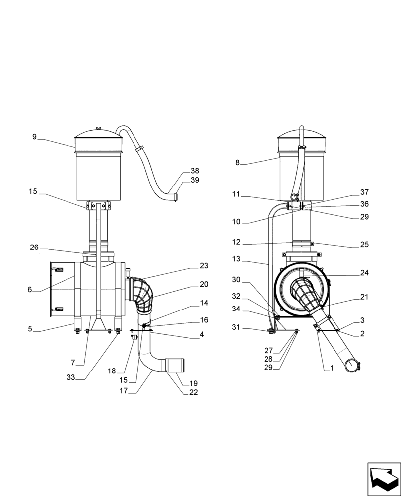 Схема запчастей Case IH A8800 - (10.202.AB[01]) - DC-9 MOTOR, AIR FILTER - MY2012 (10) - ENGINE