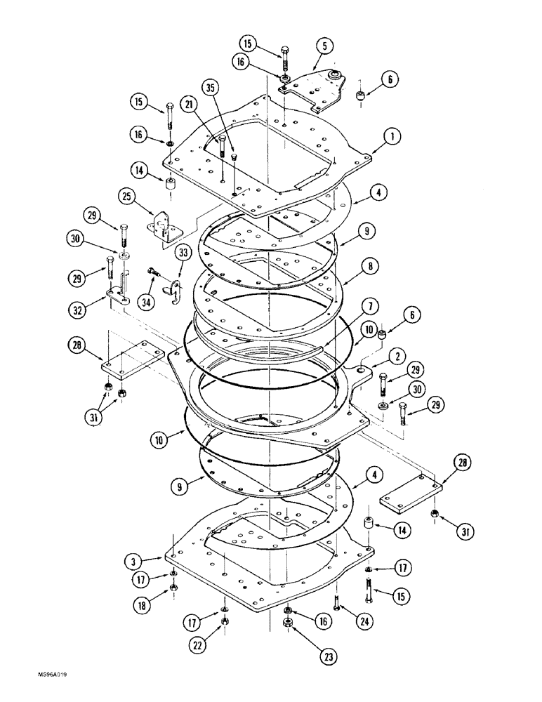 Схема запчастей Case IH 9330 - (5-022) - STEERABLE AXLE TURNTABLE MOUNTING, IF EQUIPPED (05) - STEERING