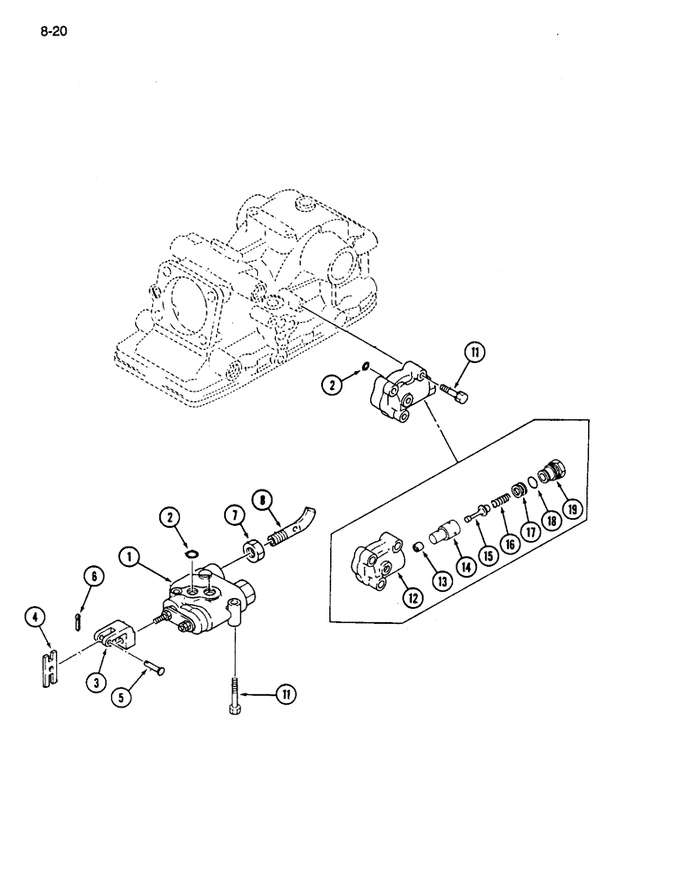 Схема запчастей Case IH 255 - (8-20) - HYDRAULIC CONTROL VALVE MOUNTING (08) - HYDRAULICS