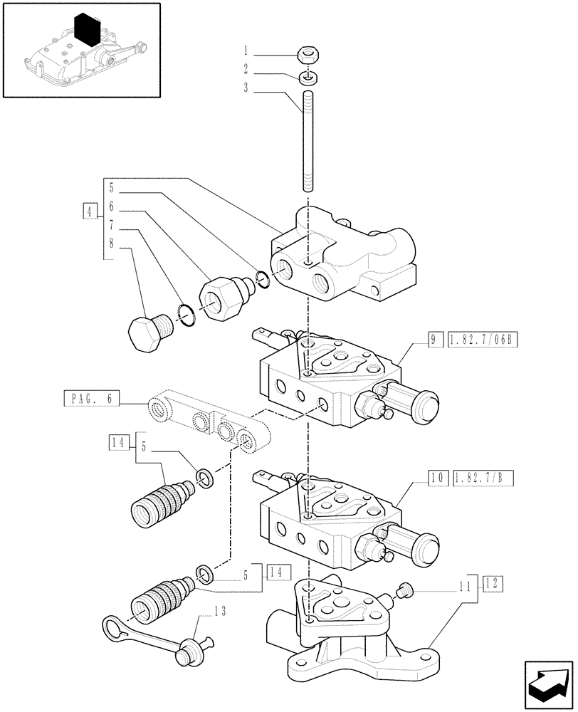 Схема запчастей Case IH JX1075C - (1.82.7/06[04]) - (VAR.108) 2 REMOTE VALVES FOR MDC - REMOTE VALVES - D5484 (07) - HYDRAULIC SYSTEM