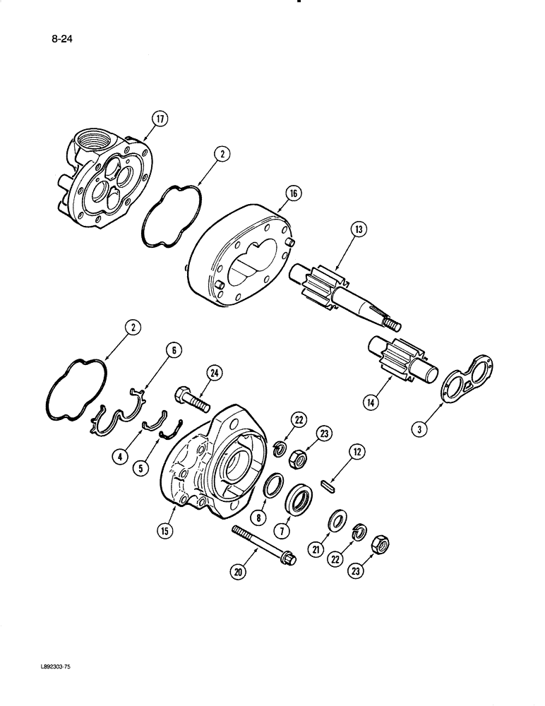 Схема запчастей Case IH 1670 - (8-24) - AUXILIARY HYDRAULIC PUMP (07) - HYDRAULICS