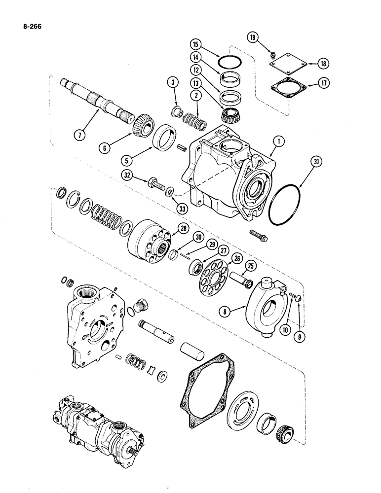 Схема запчастей Case IH 4490 - (8-266) - TRIPLE HYDRAULIC PUMP ASSEMBLY, PISTON PUMP SECTION (08) - HYDRAULICS