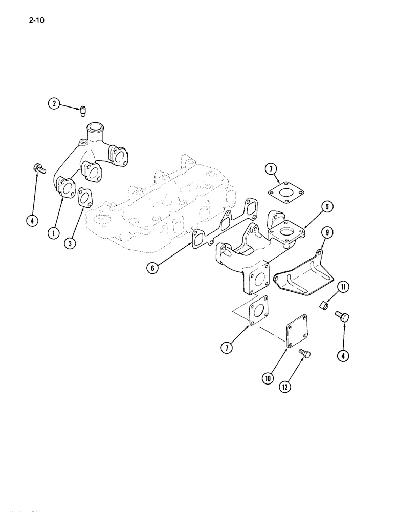 Схема запчастей Case IH 265 - (2-10) - INTAKE AND EXHAUST MANIFOLD (02) - ENGINE