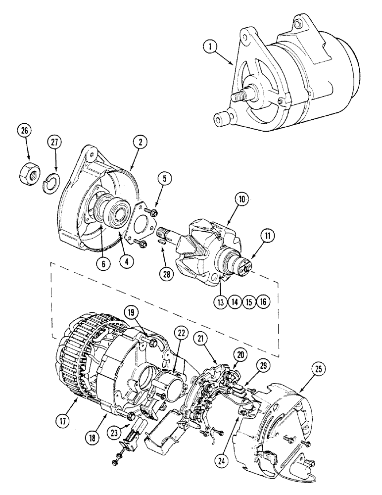 Схема запчастей Case IH 1294 - (4-66) - K307720 ALTERNATOR ASSEMBLY, LUCAS A133-65, NORTH AMERICA ONLY (04) - ELECTRICAL SYSTEMS