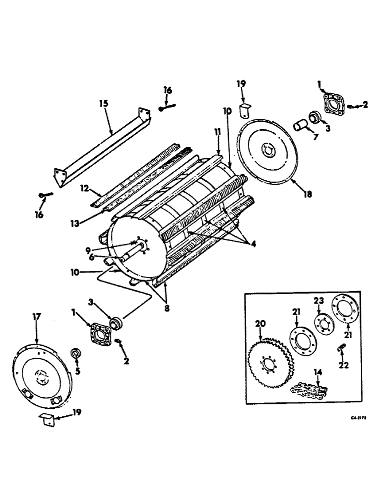 Схема запчастей Case IH 914 - (21-06) - THRESHING CYLINDER AND CONCAVE, CYLINDER WITH HEX CYLINDER SHAFT, SERIAL NUMBER 1440 AND ABOVE (14) - THRESHING