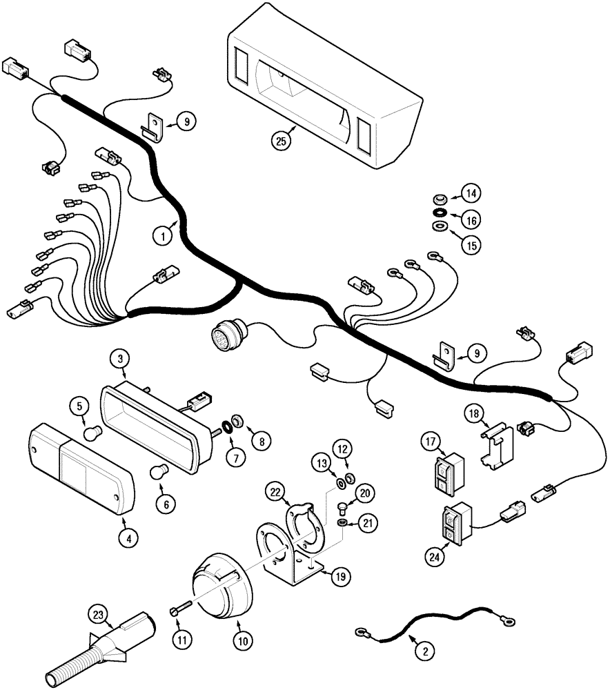 Схема запчастей Case IH MX100C - (04-09) - HARNESS REAR FENDER, EUROPE ONLY (04) - ELECTRICAL SYSTEMS