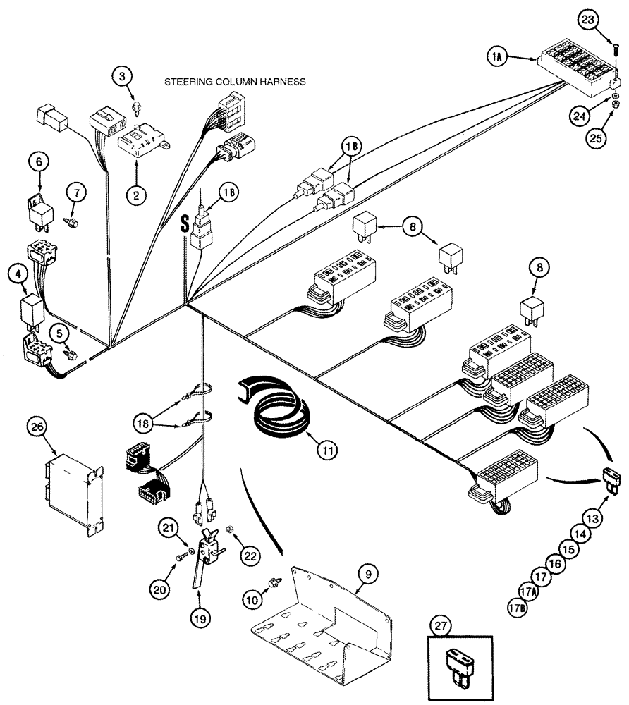 Схема запчастей Case IH 2555 - (04-06) - HARNESS, CAB - PEDESTAL, RELAY AND FUSE BLOCK (06) - ELECTRICAL SYSTEMS