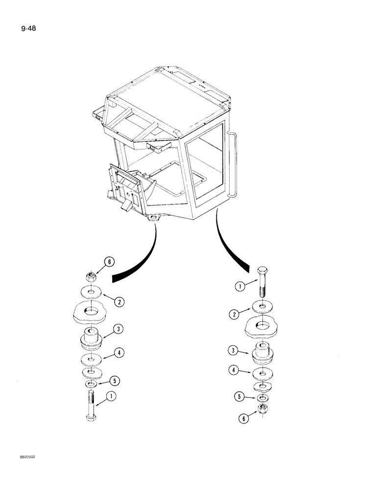 Схема запчастей Case IH 9210 - (9-048) - MOUNTS, CAB AND ROPS (09) - CHASSIS/ATTACHMENTS