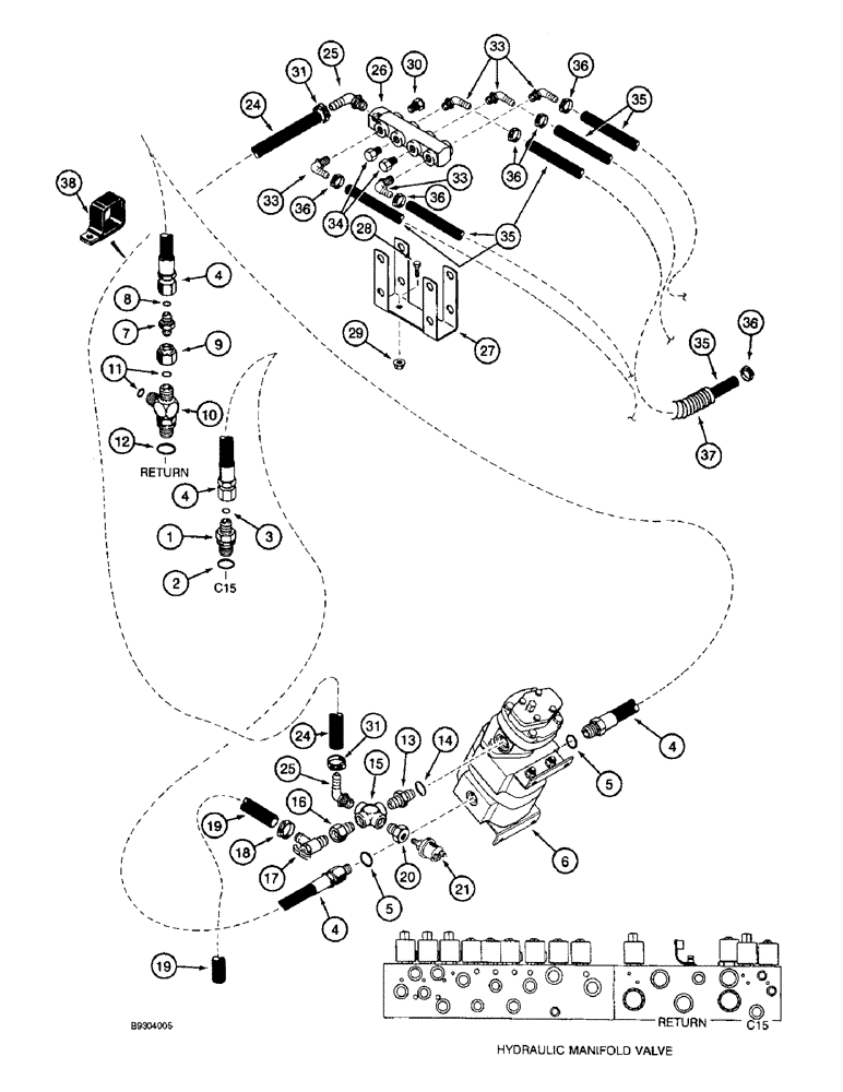 Схема запчастей Case IH 2055 - (8-29A) - DRUM BAR LUBRICATION PLUMBING SYSTEM MODELS THAT HAVE RESERVOIR WITH ONE LOWER PORT (07) - HYDRAULICS