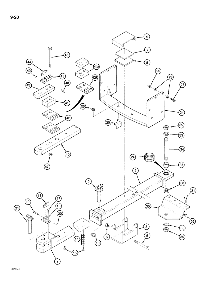 Схема запчастей Case IH 9210 - (9-020) - DRAWBAR, EXTENDABLE, WITHOUT THREE POINT HITCH (09) - CHASSIS/ATTACHMENTS