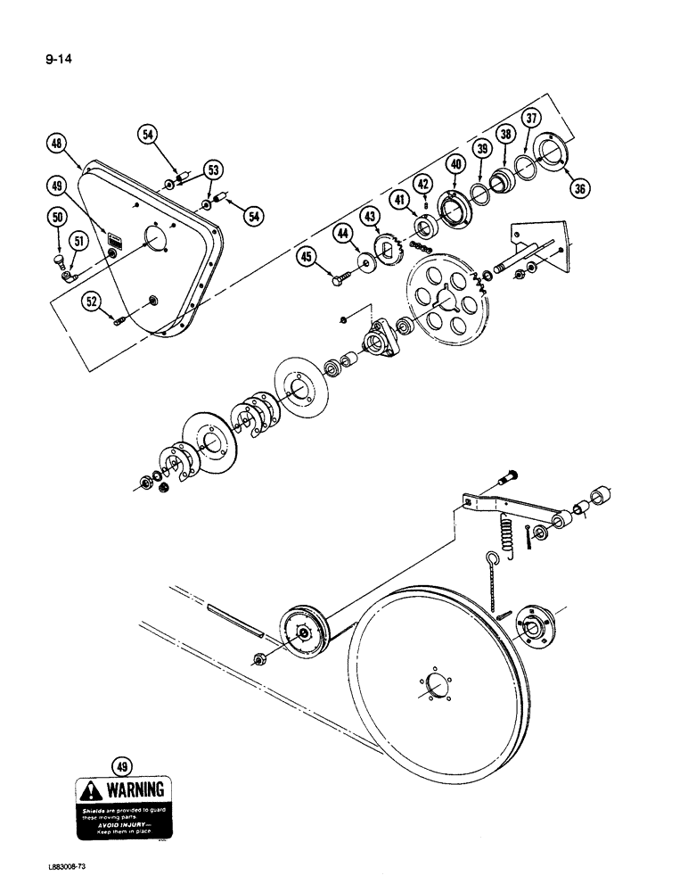 Схема запчастей Case IH 1490 - (9-014) - REEL DRIVE, 1490 AND 1590 MOWER CONDITIONER (03) - CHASSIS/MOUNTED EQUIPMENT