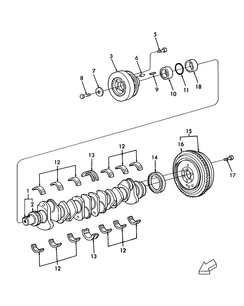 Схема запчастей Case IH WDX1701 - (064) - ENGINE, CRANKSHAFT, BEARINGS & FLYWHEEL (10) - ENGINE