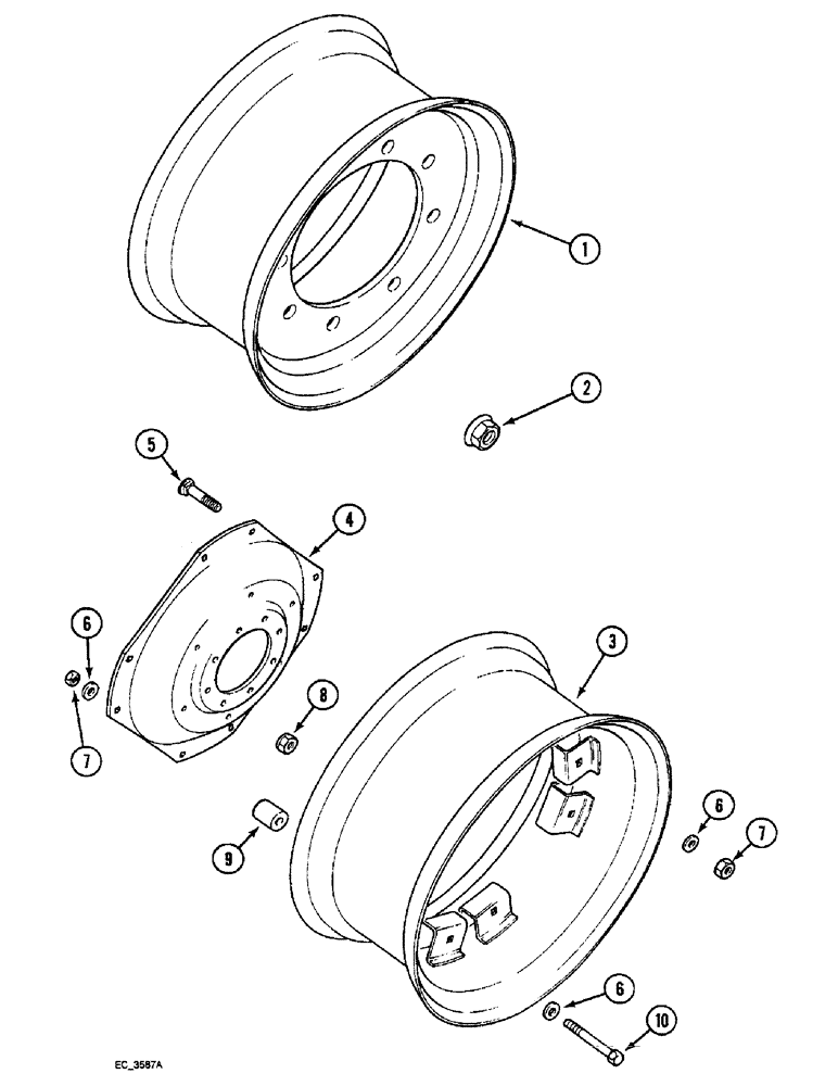 Схема запчастей Case IH 4240 - (5-52) - FRONT WHEELS, MFD TRACTOR, 16 IN., 16-1/2 IN., 17-1/2 IN., 18 IN. AND 24 IN. WHEELS (05) - STEERING