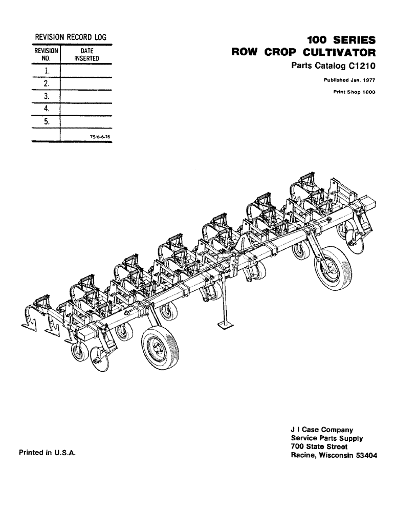 Схема запчастей Case IH 100-SERIES - (01) - 100 SERIES ROW CROP CULTIVATOR 