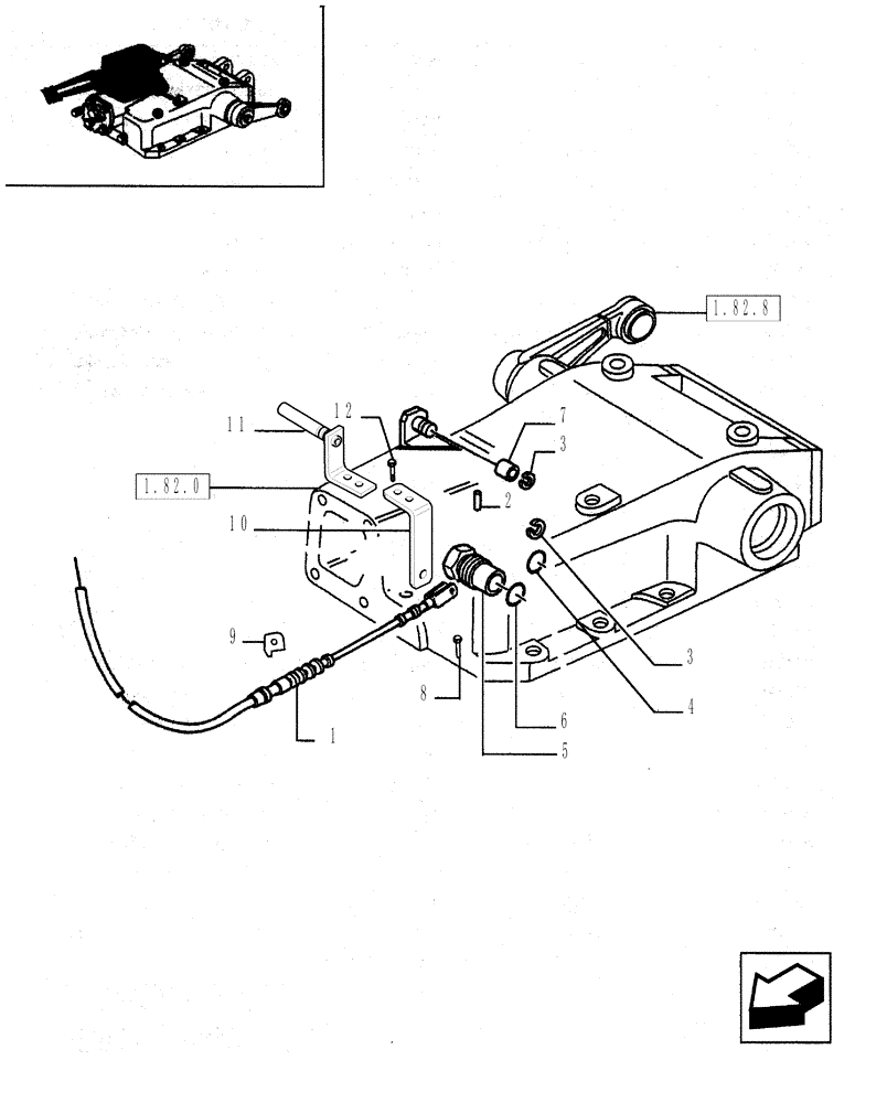 Схема запчастей Case IH JX85 - (1.82.5[02]) - LIFT CONTROLS - LEVERS AND FLEXIBLE CABLE (07) - HYDRAULIC SYSTEM