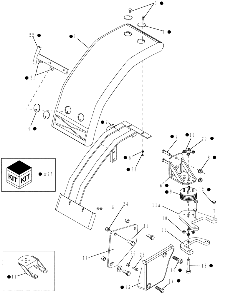 Схема запчастей Case IH MAGNUM 275 - (09-04) - FENDERS - FRONT, NARROW (09) - CHASSIS/ATTACHMENTS