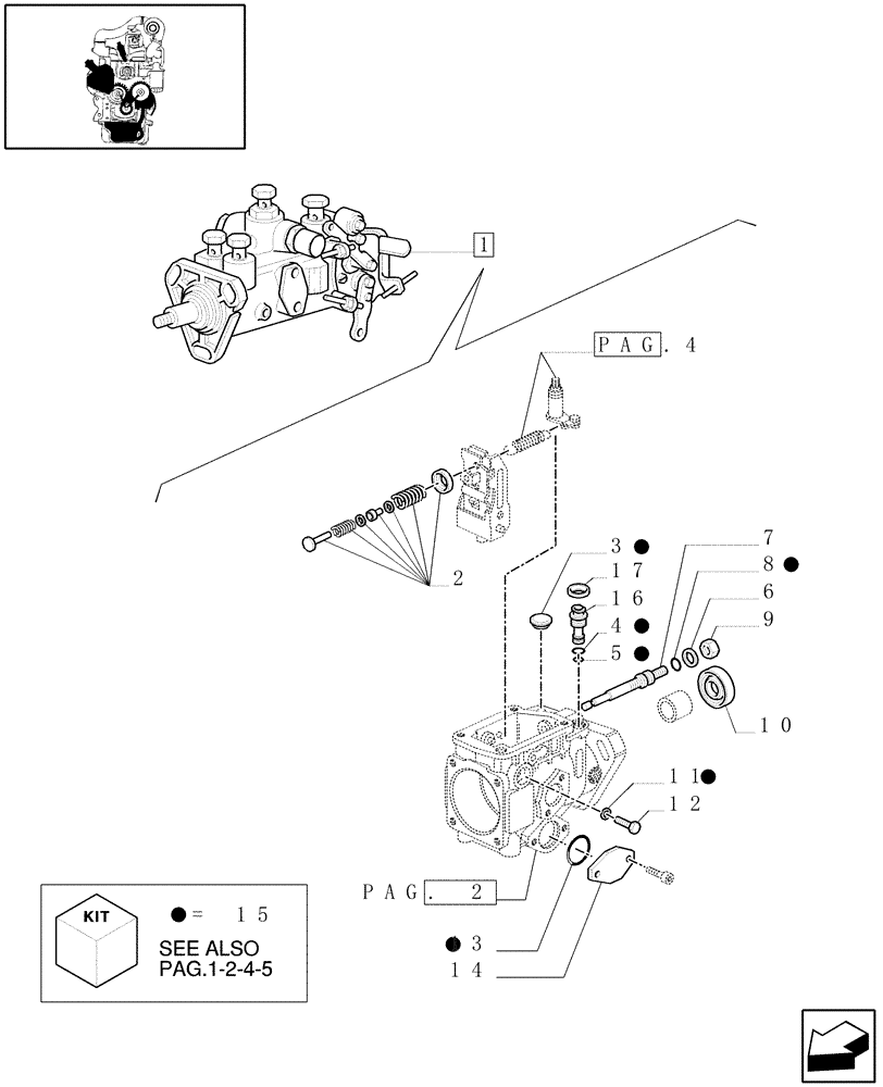 Схема запчастей Case IH JX75 - (0.14.0/01A[03]) - INJECTION PUMP, SPINDLE & VALVE (01) - ENGINE