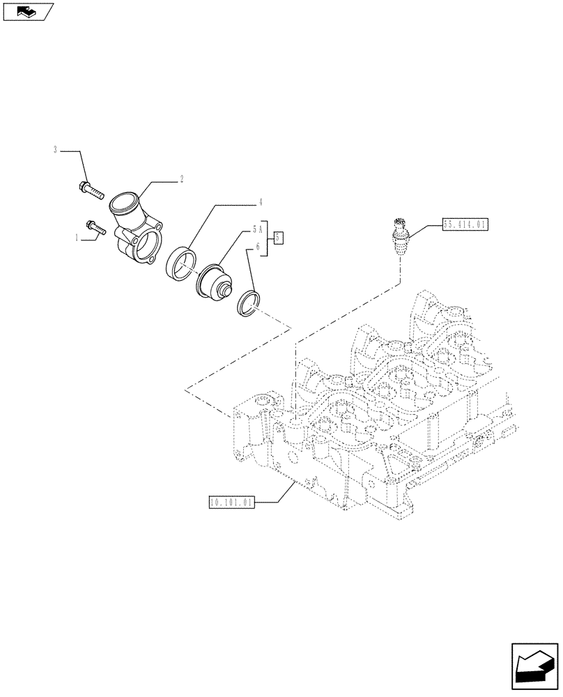 Схема запчастей Case IH F4CE9484L J602 - (10.402.01) - THERMOSTAT - ENGINE COOLING SYSTEM (2856531 - 2858049) (10) - ENGINE