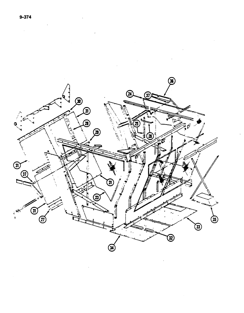 Схема запчастей Case IH 782 - (9-374) - BASKET, LOW DRUM P.I.N. 507 THRU 681, HIGH DRUM P.I.N. 507 THRU 2124 (09) - CHASSIS ATTACHMENTS