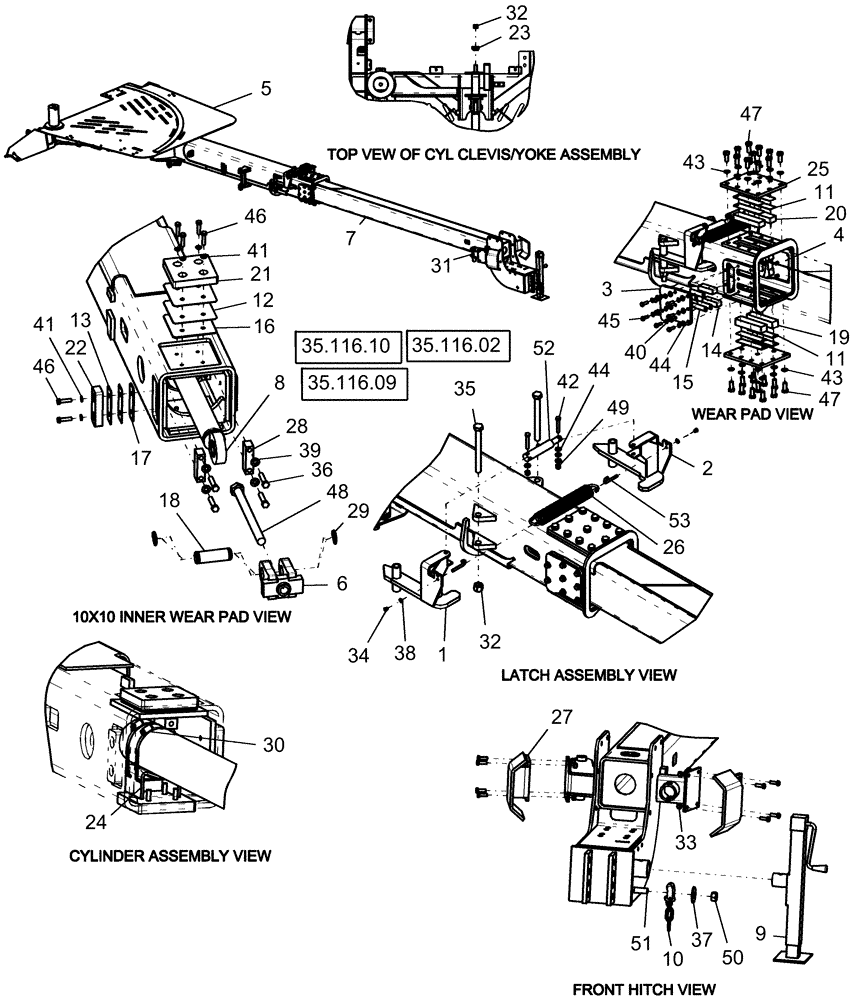 Схема запчастей Case IH 1240 - (39.110.07) - 12 ROW, 16 ROW, 12/23 ROW, 16/31 ROW & 24 ROW HYDRAULIC CARRIER FRAME ASSEMBLY (39) - FRAMES AND BALLASTING