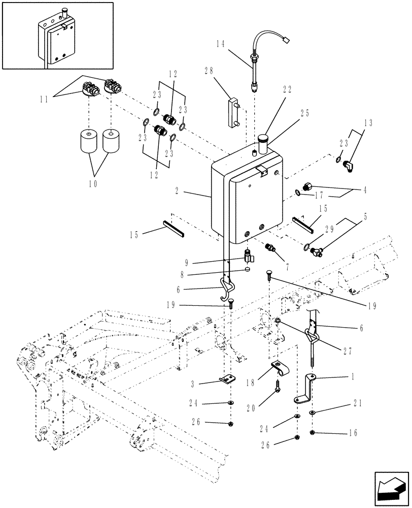 Схема запчастей Case IH WDX1902 - (07.01[2]) - HYDRAULIC RESERVOIR, P.I.N. Y7B665700 (WD1902), Y7B665874 (WD2302) & AFTER (07) - HYDRAULIC SYSTEM