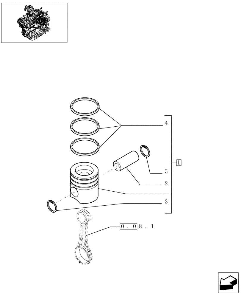 Схема запчастей Case IH JX1100U - (0.08.2/01) - PISTON (01) - ENGINE