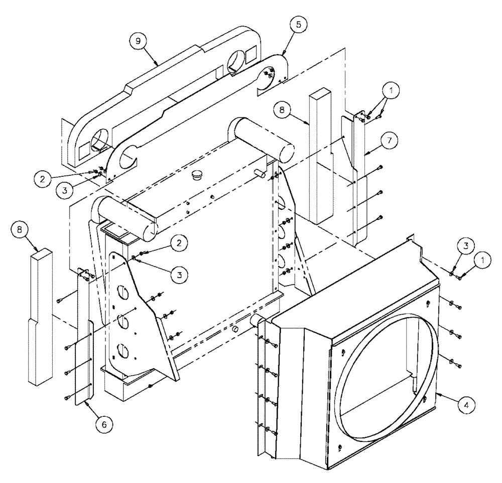 Схема запчастей Case IH FLX4375 - (02-036) - FAN SHROUD GROUP (FLX 4330 CAT 3208 ENGINE) (01) - ENGINE