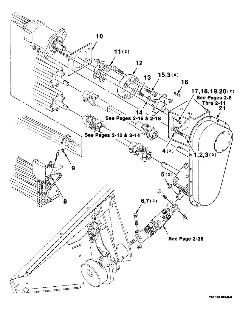 Схема запчастей Case IH 8840 - (2-04) - FLEX COUPLING AND U-JOINT ASSEMBLY (S.N. CFH0032865 AND (58) - ATTACHMENTS/HEADERS