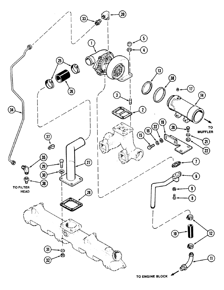 Схема запчастей Case IH 2594 - (2-18) - TURBOCHARGER SYSTEM, 504BDT DIESEL ENGINE (02) - ENGINE