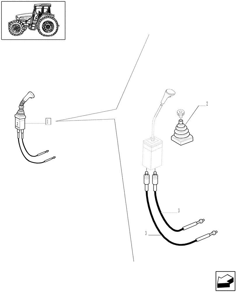 Схема запчастей Case IH JX1080U - (1.82.7/09A[01A]) - (VAR.723) CONTROL VALVE JOYSTICK (CLOSED CENTER/CCLS) - CABLES AND HOOD - D5462 (07) - HYDRAULIC SYSTEM