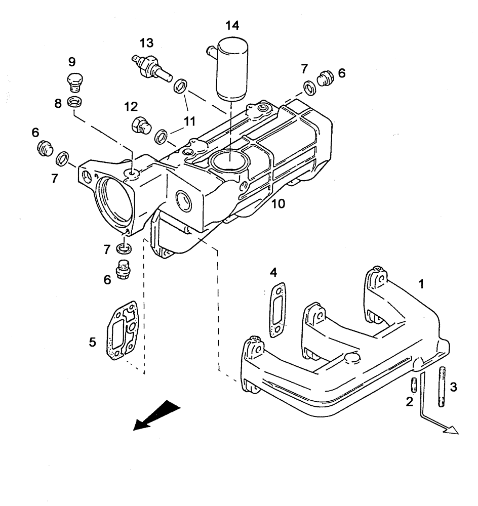 Схема запчастей Case IH C55 - (02-07[01]) - EXHAUST PIPE (02) - ENGINE