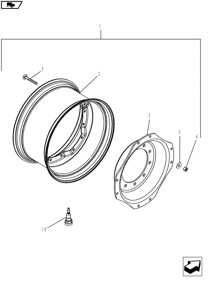 Схема запчастей Case IH MAGNUM 210 - (44.511.02) - FRONT WHEELS, MFD, 10 BOLT HUB (44) - WHEELS