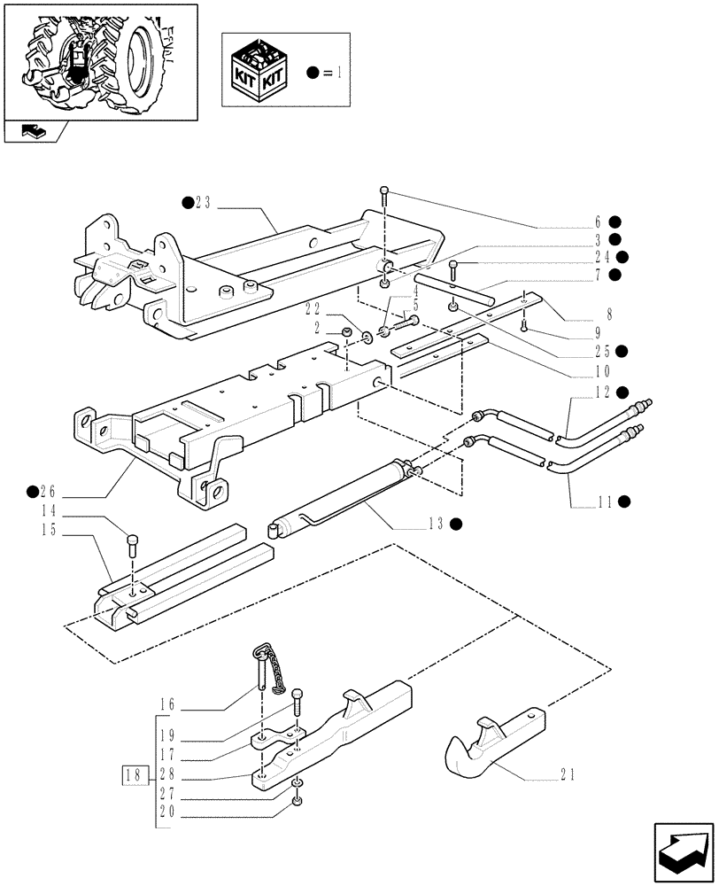 Схема запчастей Case IH PUMA 115 - (1.89.3[02]) - APUH - HYDRAULIC PUSH BACK WITH SWINGING DRAWBAR - TOW HOOK (VAR.331945) (09) - IMPLEMENT LIFT