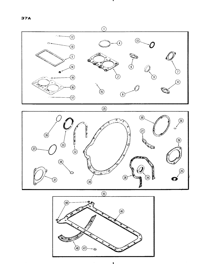 Схема запчастей Case IH 830-SERIES - (037A) - ENGINE GASKET KITS, MODEL 830, 284 SPARK IGNITION ENGINE (02) - ENGINE