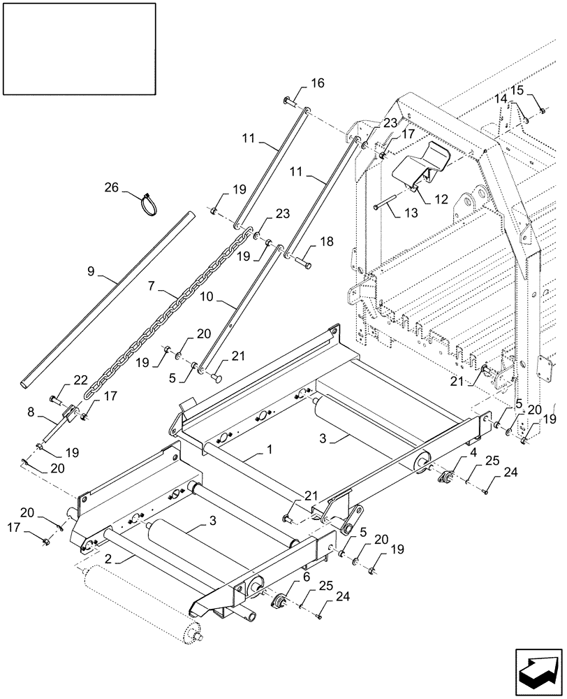 Схема запчастей Case IH LB433S - (18.87485072[02]) - DIA : ROLLER BALE CHUTE - SEASON 2009 (18) - ACCESSORIES