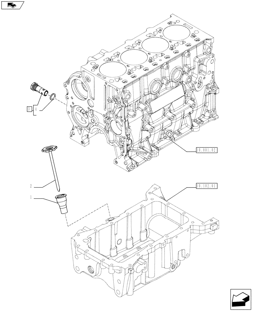 Схема запчастей Case IH F5AE9454J A002 - (10.304.02) - DIPSTICK & OIL FILL TUBE (10) - ENGINE