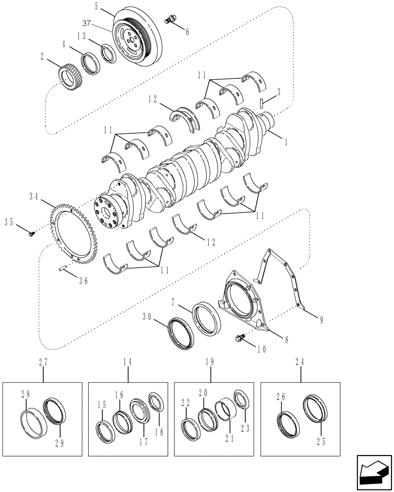 Схема запчастей Case IH 2588 - (10.103.01) - CRANKSHAFT (10) - ENGINE