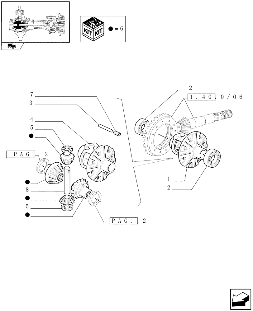 Схема запчастей Case IH FARMALL 90 - (1.40.0/07[01]) - 4WD FRONT AXLE - DIFFERENTIAL (04) - FRONT AXLE & STEERING