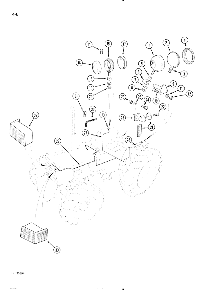 Схема запчастей Case IH 595 - (4-06) - LIGHTS AND HARNESS, CROWN TOP FENDERS (04) - ELECTRICAL SYSTEMS