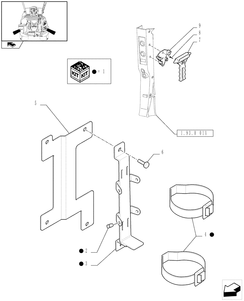 Схема запчастей Case IH PUMA 195 - (1.90.7) - FIRE EXTINGUISHER PREDISPOSITION AND EMERGENCY EXIT HAMMER - D6514 (10) - OPERATORS PLATFORM/CAB