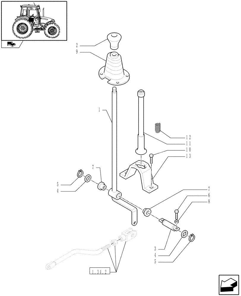 Схема запчастей Case IH FARMALL 60 - (1.34.2/01) - NA PACKAGE - REVERSE CONTROL (VAR.330007) (04) - FRONT AXLE & STEERING