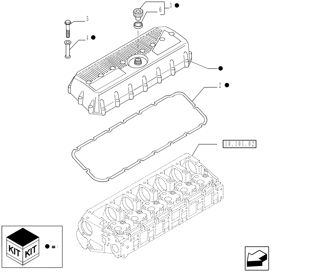 Схема запчастей Case IH 7120 - (10.101.03[01]) - HEAD COVER - 7120/7120(LA) (10) - ENGINE