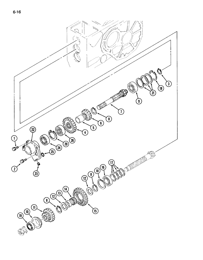 Схема запчастей Case IH 265 - (6-16) - RANGE GEARS, SYNCHROMESH TRANSMISSION (06) - POWER TRAIN